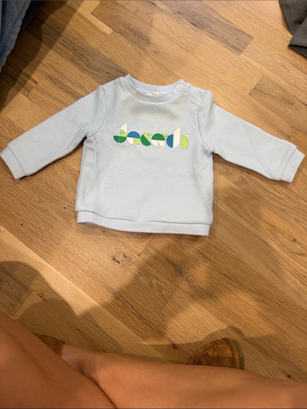 Jacadi Pale Blue Sweatshirt with Green & Yellow Graphic